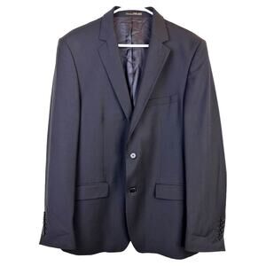 Zara Man Blazer Jacket Sz: 42 Black Wool Blend Two Buttons Formal Corporate Suit